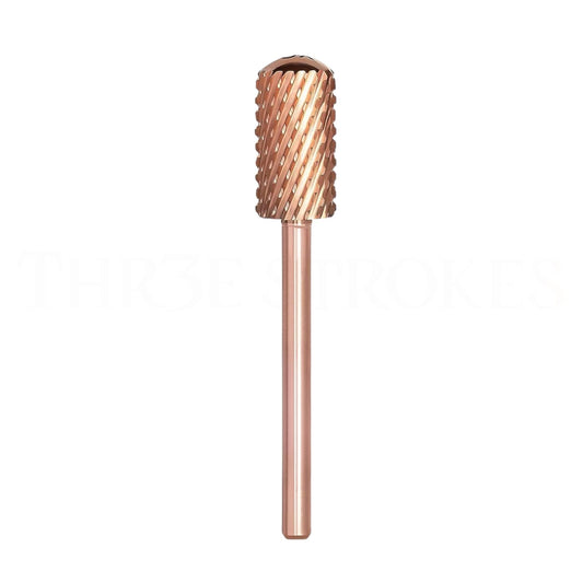 GV69 THR3E STROKES Nail Drill Bits, 3/32'' Smooth Round Top Large Barrel Carbide Bits, Suitable for Manicure Pedicure Cuticle Gel Polishing, Beginners Bits, Rose Gold, Series Bit (Coarse-C, ROSE GOLD)