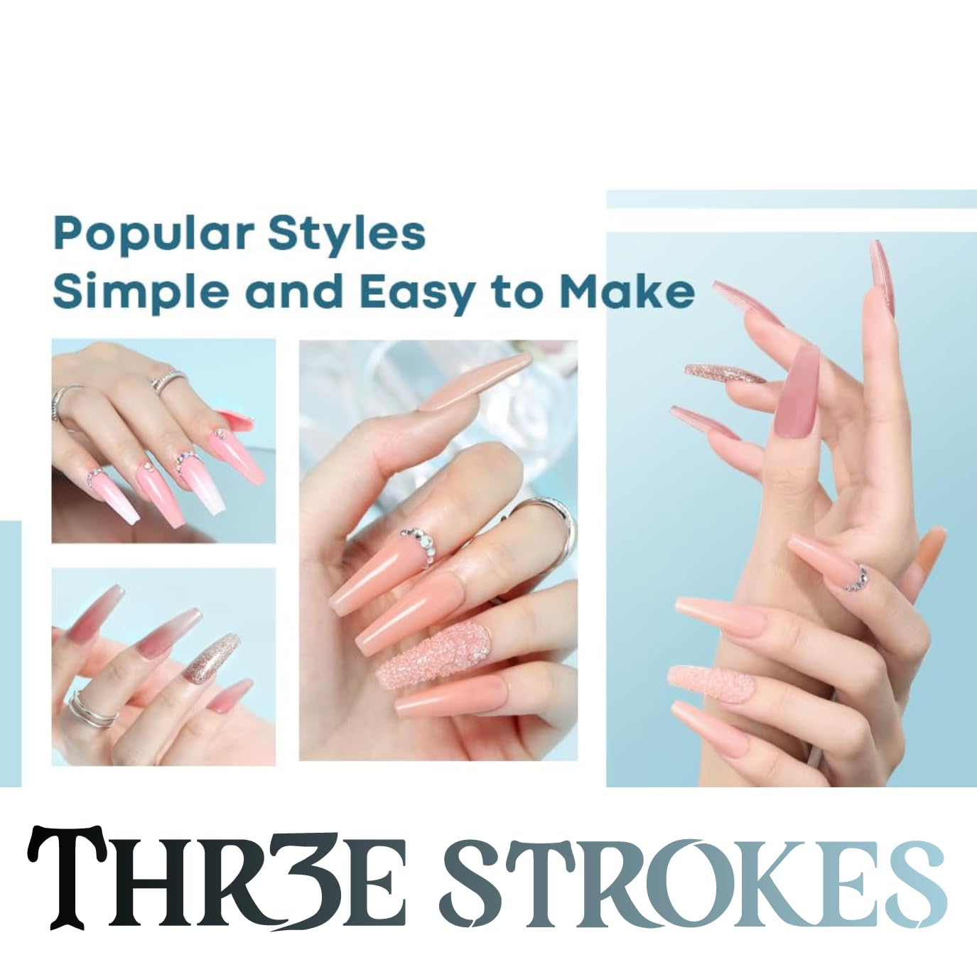NP289 THR3E STROKES Poly Gel Slip Solution 100ML-Professional PolyGel Slip Solution For ExtenderGel, Builder Gel, UV/LED Nail Tips, Liquid Solution