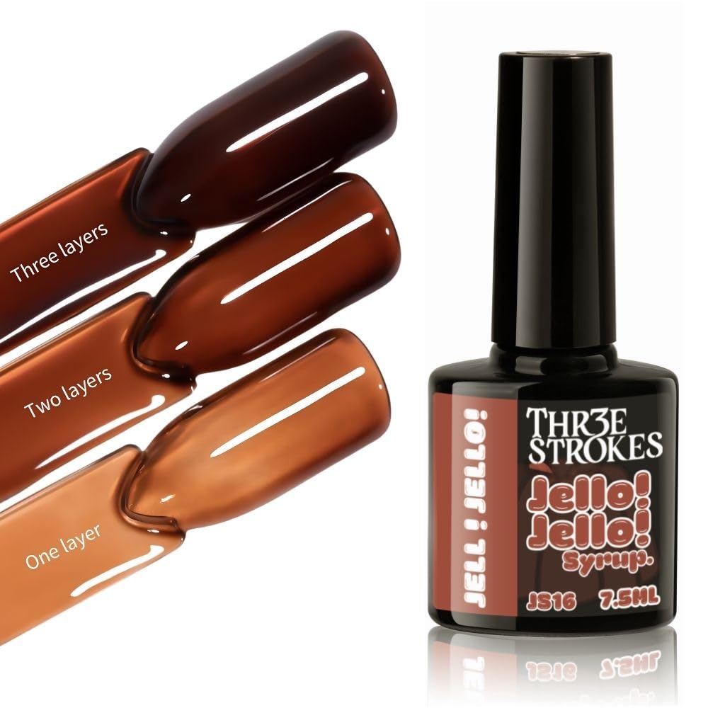 GV1181 THR3E STROKES Jello Jello Syrup Jelly Gel Nail Polish, 7.5ml, UV/LED Soak Off Gel, 28 Day Wear, Translucent Color Gel for Nail Art, 18 Shades