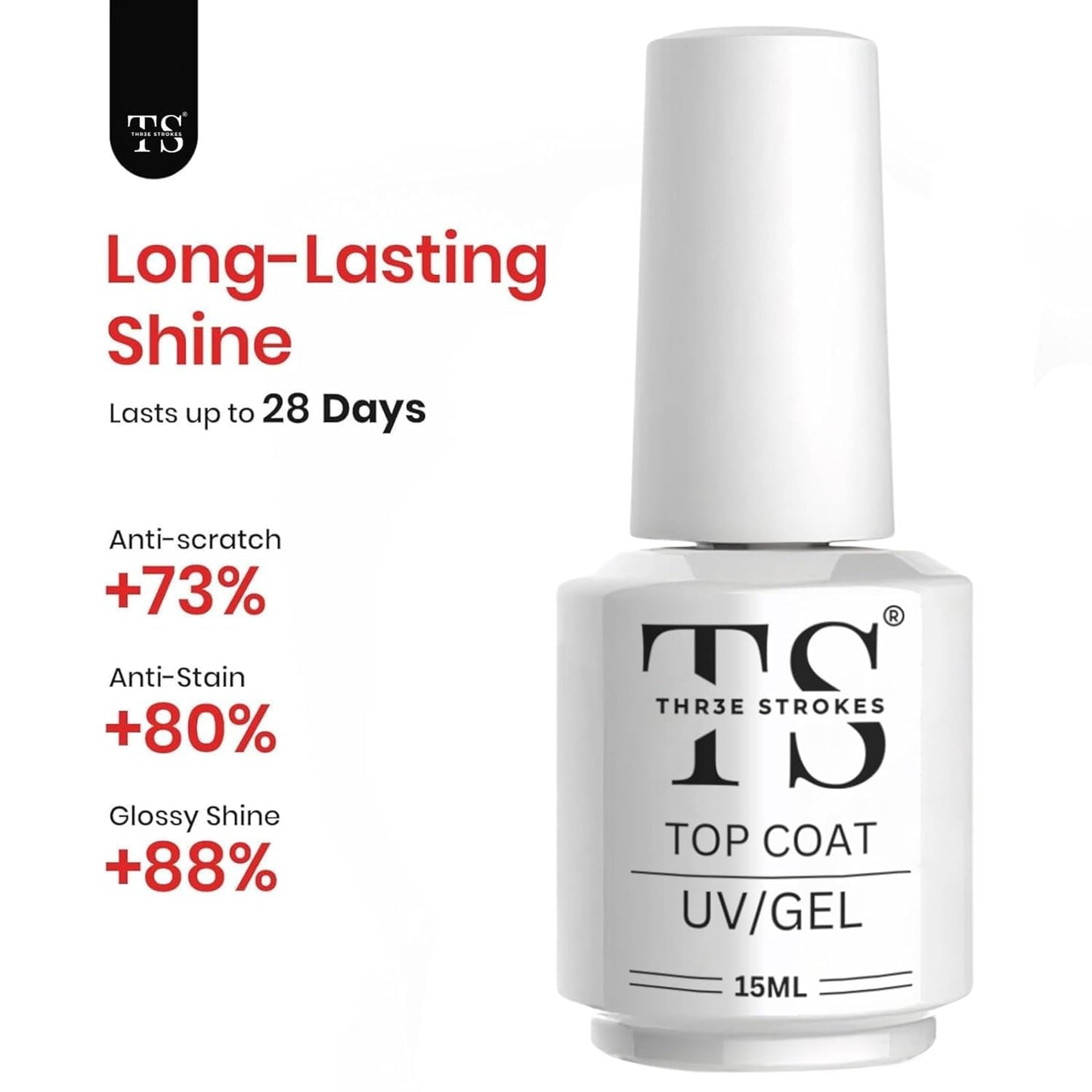GV96 THR3E STROKES 2 Pcs 15Ml No Wipe Gel Top Coat And Base Coat Set - Soak Off Led Nail Lamp Gel Base Top Coat Finish Nail Art Design For Women. (Requires Uv Light)(Machine Se Sukhengi)
