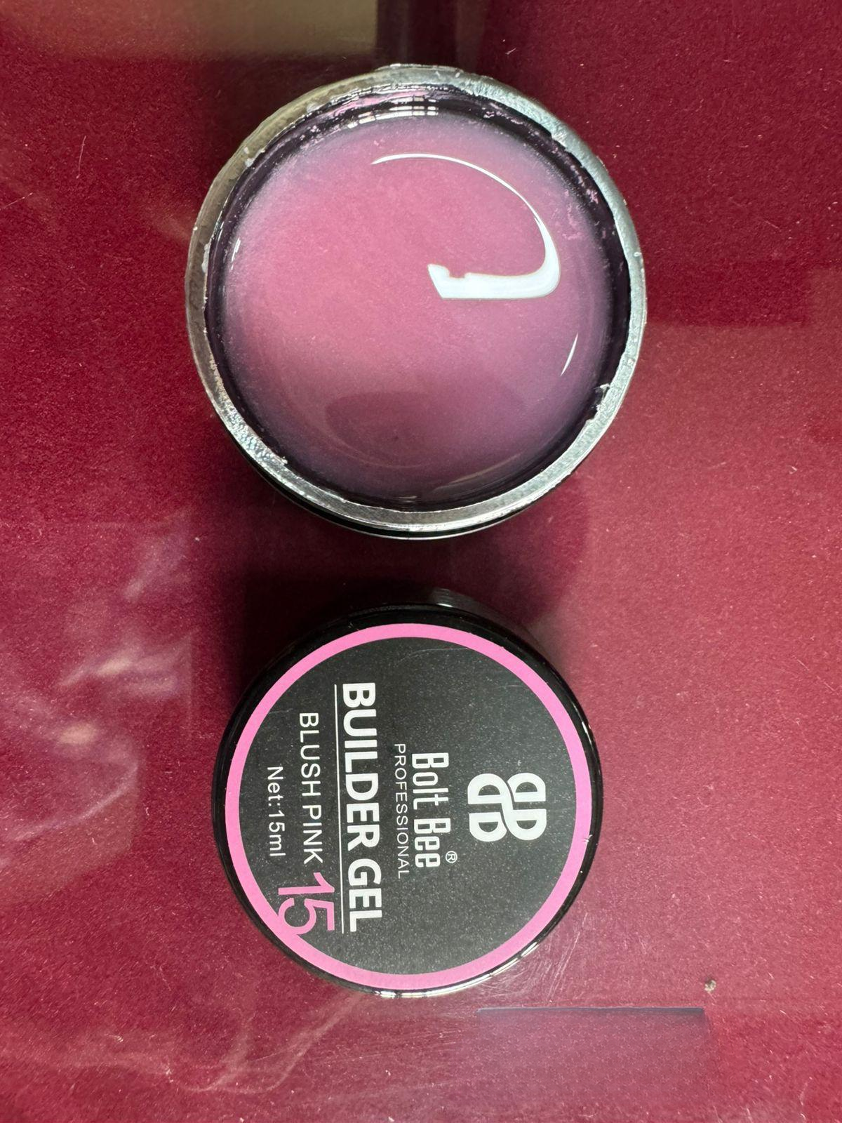 NP122 Bolt Bee Professional Builder Gel - High-Viscosity Self-Leveling Hard Gel (Blush Pink, 15ml Jar)