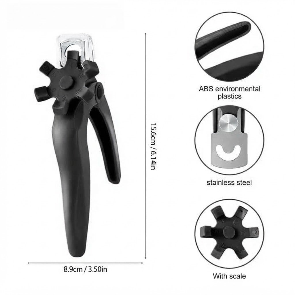 NP155 Bolt Bee Professional Acrylic Fake Nail Tip Cutter - Adjustable Stainless Steel Edge Trimmer with Length Dial Scale & Protective Guard for False Nail Extensions, Gel & Acrylic Manicures (Black)