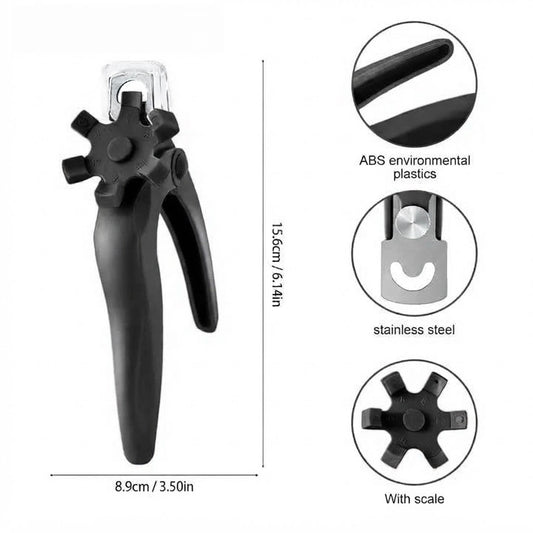 NP155 Bolt Bee Professional Acrylic Fake Nail Tip Cutter - Adjustable Stainless Steel Edge Trimmer with Length Dial Scale & Protective Guard for False Nail Extensions, Gel & Acrylic Manicures (Black)