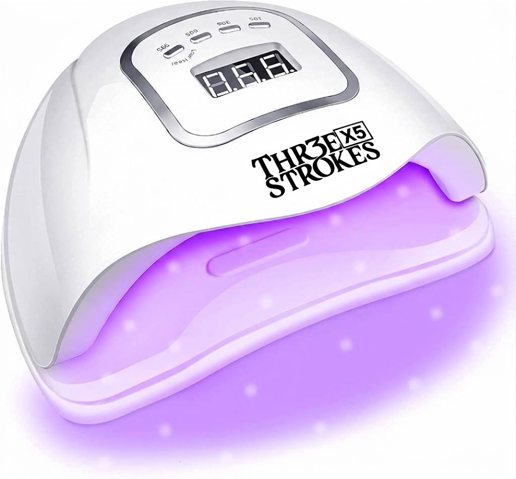 GV1229 THR3E STROKES X5 Professional Gel Polish UV/LED Nail Dryer Lamp - Smart Auto-Sensor Curing Light with Digital LCD Display, 4 Preset Timers & Anti-Glare Eye Protection for Salon Manicures & Pedicures