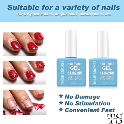 NP46 THR3E STROKES Gel Nail Polish Remover: Professional, Natural, 15ml, 5g, Quickly & Easily Removes Gel Polish in 3-5 Minutes, No Soaking or Wrapping, Nail Polish Remover
