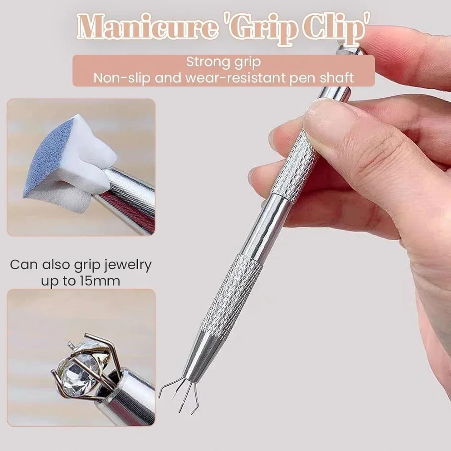 GV120 4 Claws Nail Sponge Metal Grabber with 100 Pcs Mini Replaceable Nail Sponges Blocks for Ombre Nail Art Sponges Nail Art Tools for Nail Supplies Nail Accessories (CUBE + PICKER)