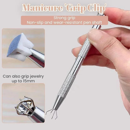 GV120 4 Claws Nail Sponge Metal Grabber with 100 Pcs Mini Replaceable Nail Sponges Blocks for Ombre Nail Art Sponges Nail Art Tools for Nail Supplies Nail Accessories (CUBE + PICKER)