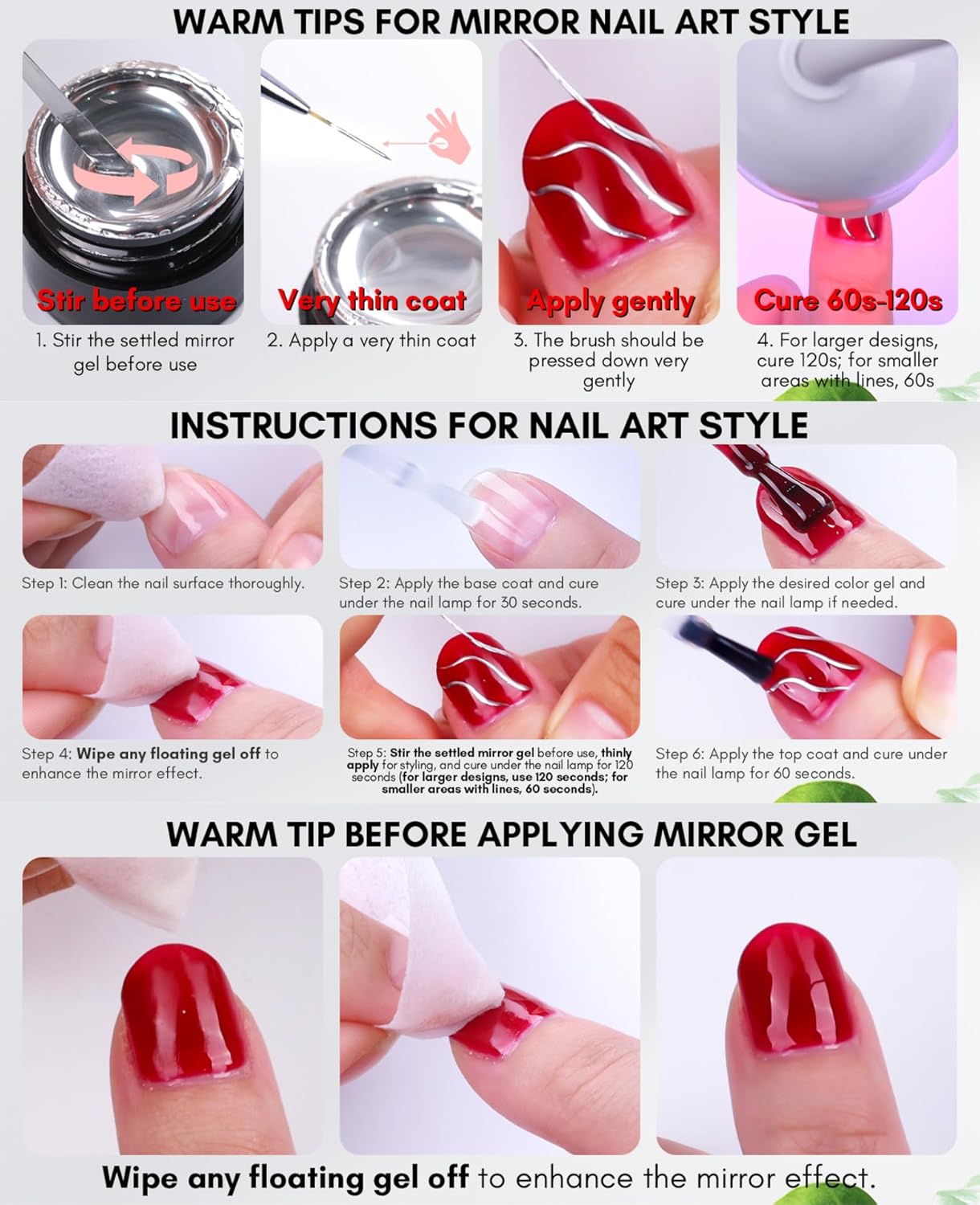 GV100 THR3E STROKES 8Ml Mirror Shine Gel Metallic Finish Silver Gel Uv/Led Gel Metal Painting Gel Drawing Mirror Nail Gel For Nail Art Designs (Silver)