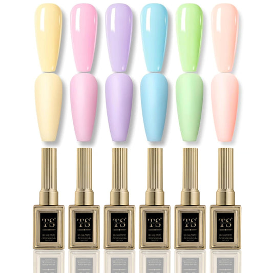 NP290 THR3E STROKES Hema Free Gel Nail Polish Set 6 Colors Gel Polish Manicure Nail Art DIY Home Gifts for Women Girls Rainbow Nails 15ML X 15ML (UV LAMP REQUIRED)(MACHINE SE SUKHENGI) (Candy Paradise 08,09,12,13,24,05, 15ML)