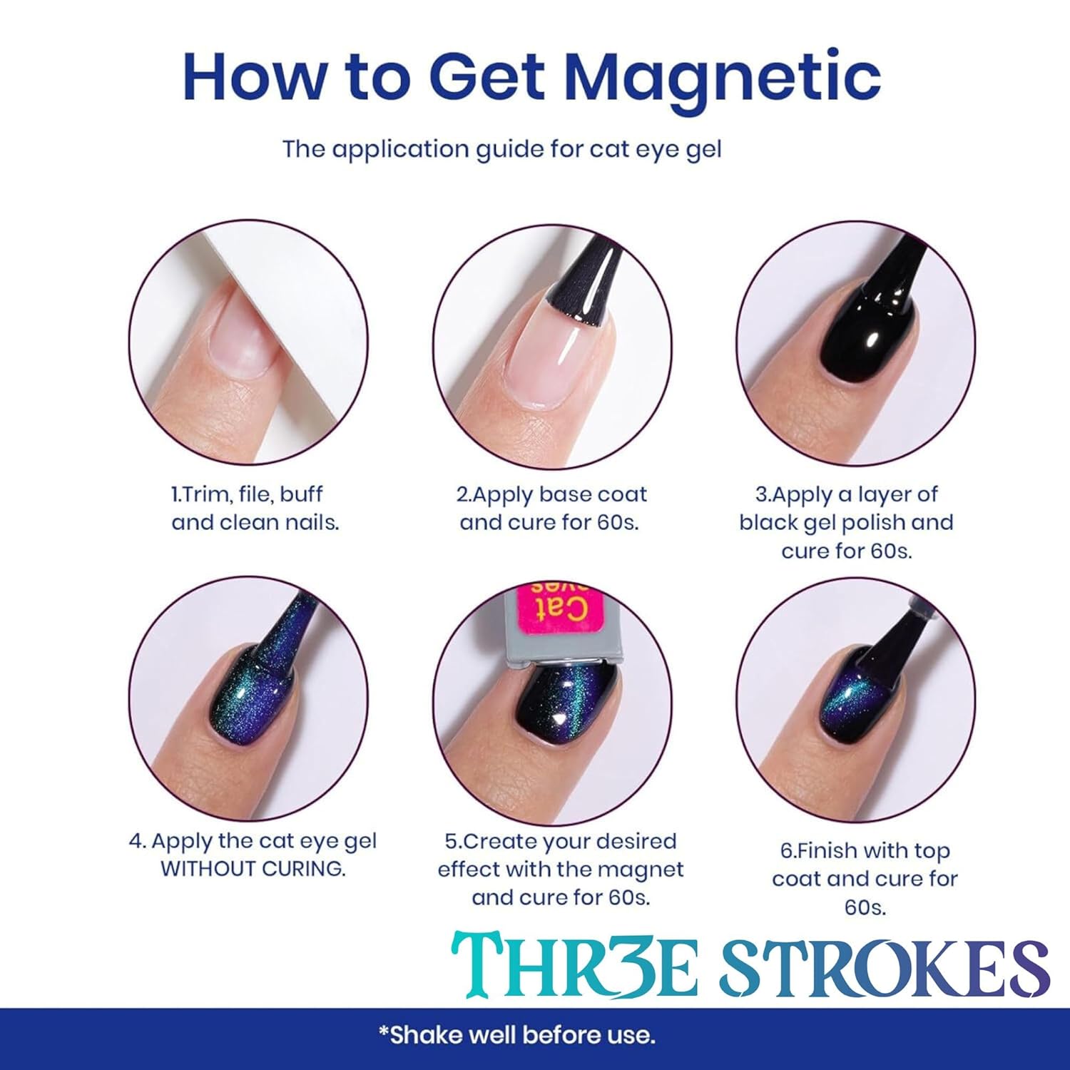 THR3E STROKES 9D Glitter Cat Eye Gel (CE3, 7.5ml) | Magnetic UV Polish