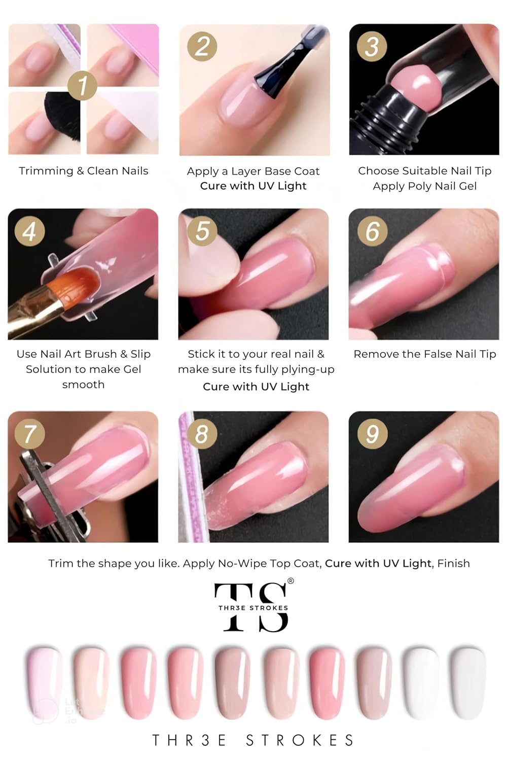 NO298 THR3E STROKES Polygel Quick Upgrade Poly Gel Finish Kits,30ML Polygel Nail Kit Builder Gel,Nail Extension Gel Trendy Nail Art Design Salon Nail Easy DIY At Home(11 CLEAR BROWN)(UV/LED Lamp Required)