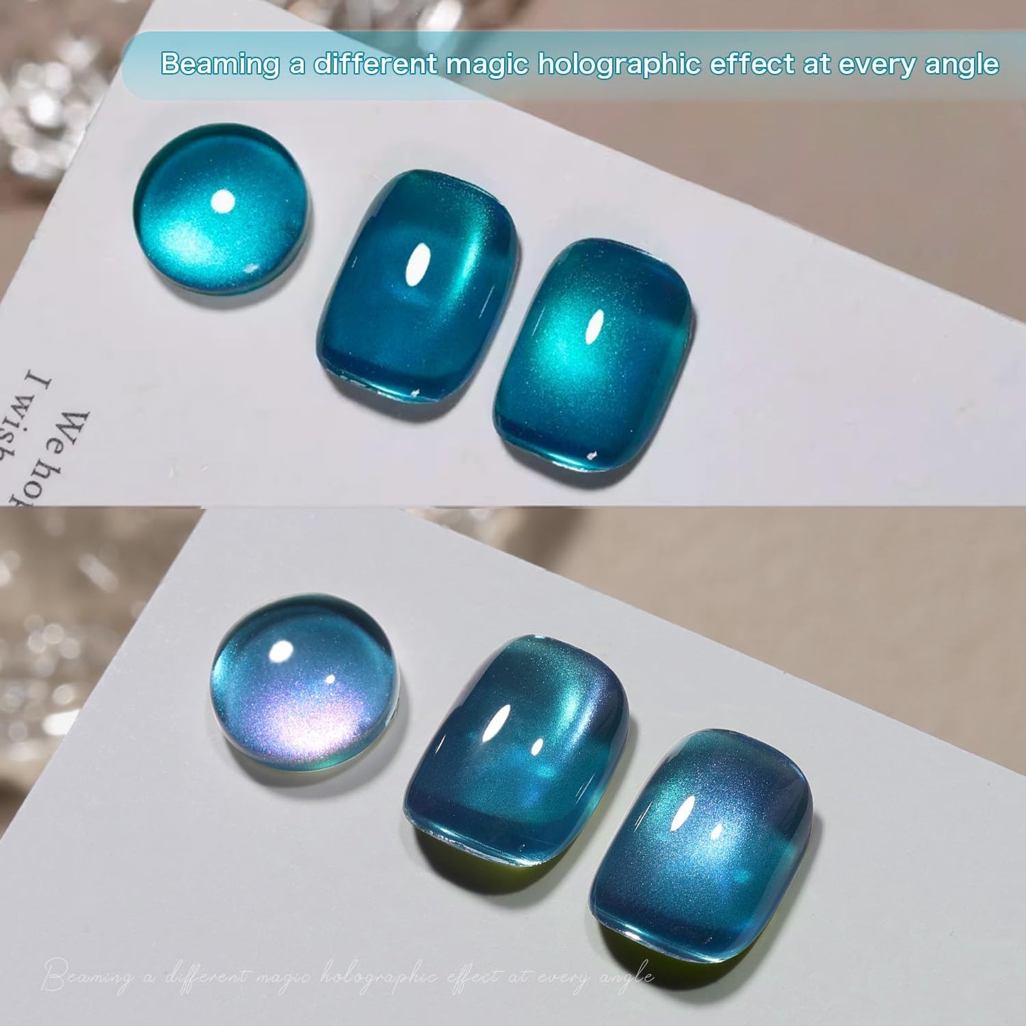 NP40 THR3E STROKES Glitter Cat Eye Gel Nail Polish Set with Magnet Colorful Galaxy for Holographic Cat Eye, Salon Gel Manicure and Nail Art DIY at Home (NEBULA)