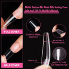 GV25 THR3E STROKES Soft Gel Nail Tips, Full Cover Clear Soft Nail Tips for Artificial False Nails Extension Nail Salons DIY Nail Art with Box, 550PCS (LONG COFFIN N19)
