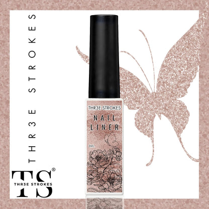 gv16 THR3E STROKES Gel Nail Liner Polish Pen UV LED Painting Gel Polish Set for 3D Nail Art DIY Nail Design Pull Line Pen Nail Drawing, Nail Painting Polish for Manicure Salon, 8ML, Rose Gold (ROSE GOLD)