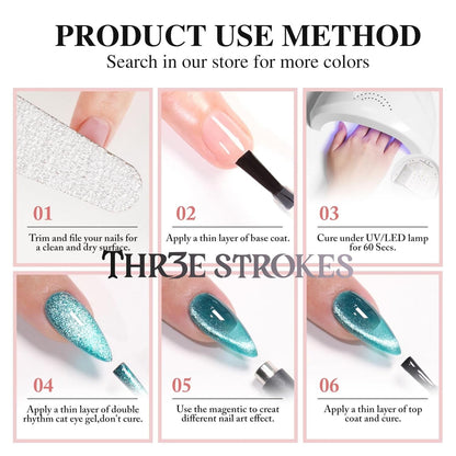 THR3E STROKES 9D Glitter Cat Eye Gel | Magnetic UV Polish 7.5ml (CE12)