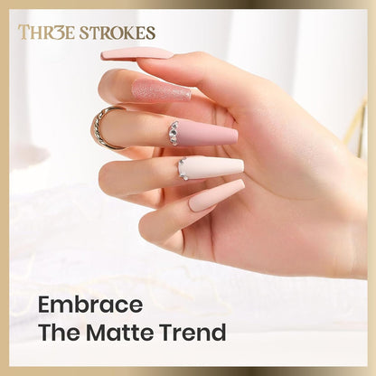 NP48 THR3E STROKES HEMA FREE Gel Polish, 3Pcs 15ml Base Gel and No Wipe Top Coat Gel Nail Polish Matte Coat Set, Shine Finish and Long Lasting, Soak Off LED Nail Lamp Gel Nail Polish DiY Design Gifts for Women (MACHIN SE SUKHENGI)(UV LAMP NEEDED)