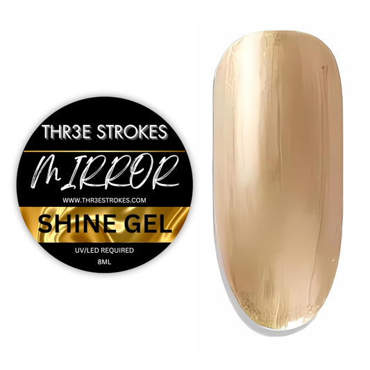 GV98 THR3E STROKES Chrome Gel Nail Polish, 8ml Metallic Gel Nail Polish, Gold 3D Metal Painting Gel for Nail Art Soak off UV/LED Glossy Mirror Effect Nail Glue Gel for Home Salon DIY Manicure (GOLD)