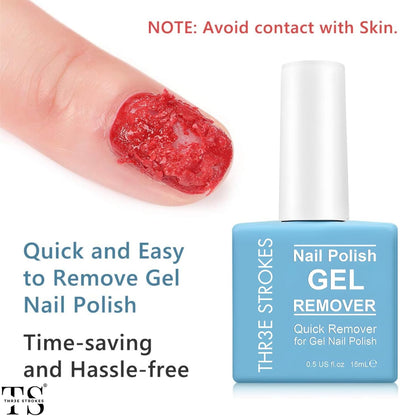 NP46 THR3E STROKES Gel Nail Polish Remover: Professional, Natural, 15ml, 5g, Quickly & Easily Removes Gel Polish in 3-5 Minutes, No Soaking or Wrapping, Nail Polish Remover