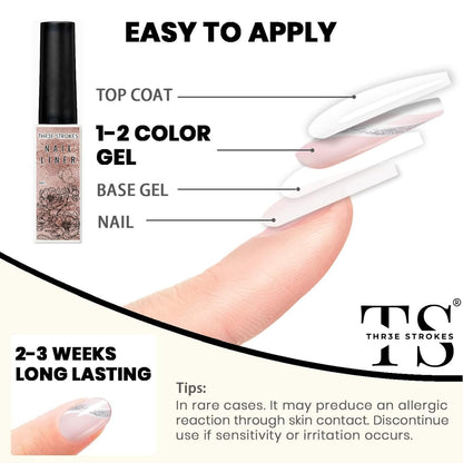 gv16 THR3E STROKES Gel Nail Liner Polish Pen UV LED Painting Gel Polish Set for 3D Nail Art DIY Nail Design Pull Line Pen Nail Drawing, Nail Painting Polish for Manicure Salon, 8ML, Rose Gold (ROSE GOLD)