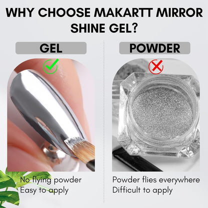 GV100 THR3E STROKES 8Ml Mirror Shine Gel Metallic Finish Silver Gel Uv/Led Gel Metal Painting Gel Drawing Mirror Nail Gel For Nail Art Designs (Silver)