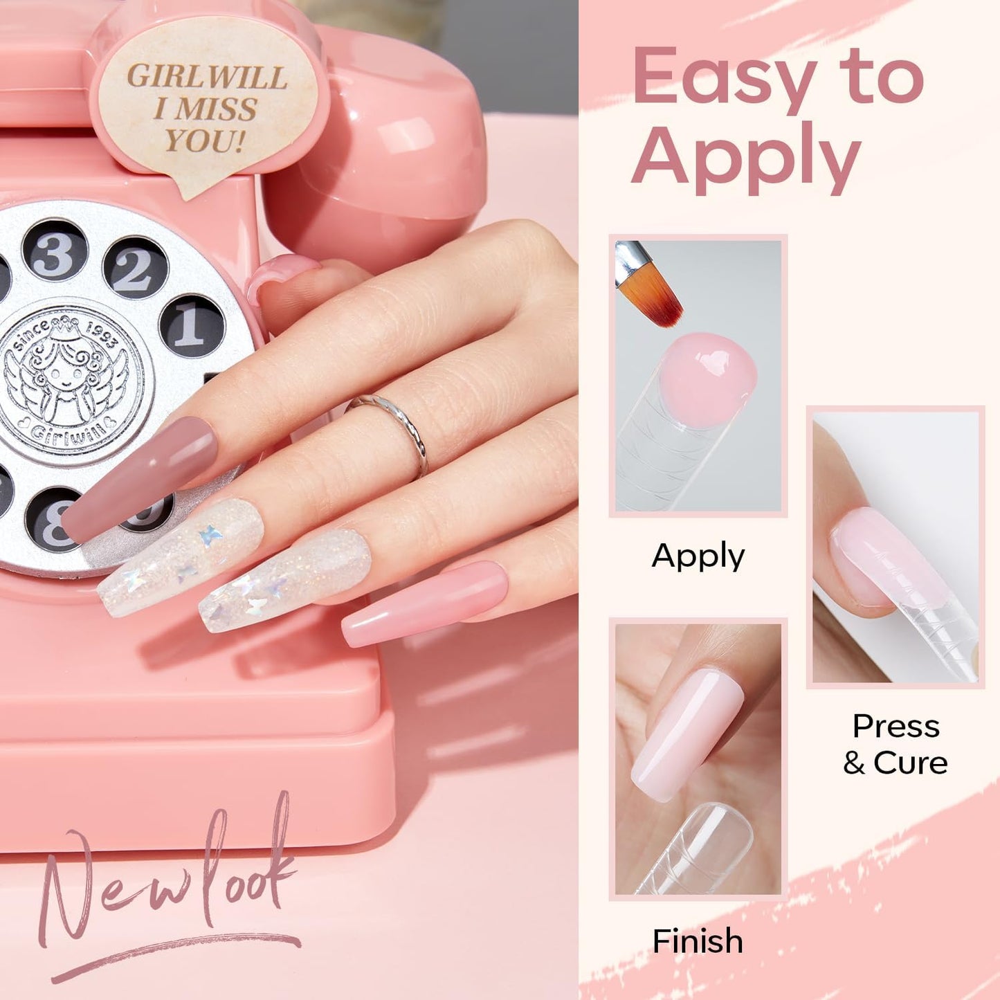 GV125 THR3E STROKES Polygel Quick Upgrade Poly Gel Kits,30Ml Polygel Nail Kit Builder Gel,Glossy Finish Nail Extension Gel Trendy Nail Art Design Salon Nail Easy Diy At Home (3 Pink) (Uv/Led Lamp Required)