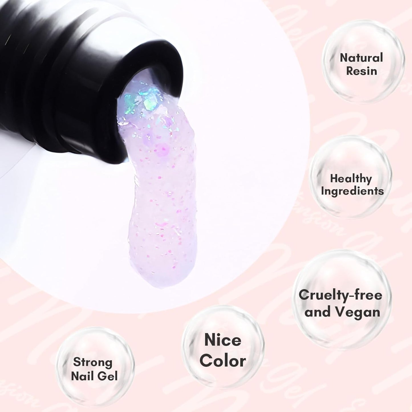 GV89 THR3E STROKES Poly Nail Gel 15ML Gel Builder for Nails, Glitter Clear, Gel Nail Extension,Nail Strengthener Hard Gel Color Gel Multifunctional Long-Lasting and Easy to Use for DIY Salon Quality (AURORA)