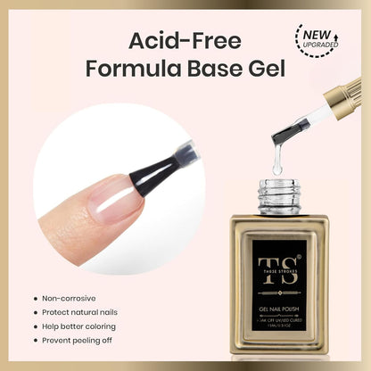 NP48 THR3E STROKES HEMA FREE Gel Polish, 3Pcs 15ml Base Gel and No Wipe Top Coat Gel Nail Polish Matte Coat Set, Shine Finish and Long Lasting, Soak Off LED Nail Lamp Gel Nail Polish DiY Design Gifts for Women (MACHIN SE SUKHENGI)(UV LAMP NEEDED)