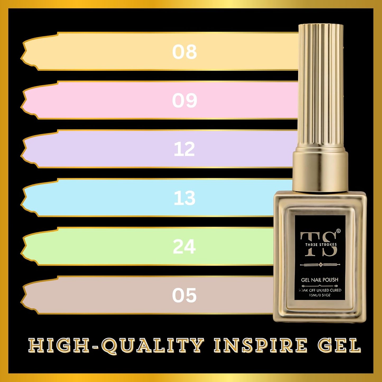 NP290 THR3E STROKES Hema Free Gel Nail Polish Set 6 Colors Gel Polish Manicure Nail Art DIY Home Gifts for Women Girls Rainbow Nails 15ML X 15ML (UV LAMP REQUIRED)(MACHINE SE SUKHENGI) (Candy Paradise 08,09,12,13,24,05, 15ML)