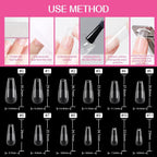 GV25 THR3E STROKES Soft Gel Nail Tips, Full Cover Clear Soft Nail Tips for Artificial False Nails Extension Nail Salons DIY Nail Art with Box, 550PCS (LONG COFFIN N19)