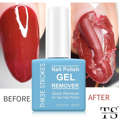 NP46 THR3E STROKES Gel Nail Polish Remover: Professional, Natural, 15ml, 5g, Quickly & Easily Removes Gel Polish in 3-5 Minutes, No Soaking or Wrapping, Nail Polish Remover
