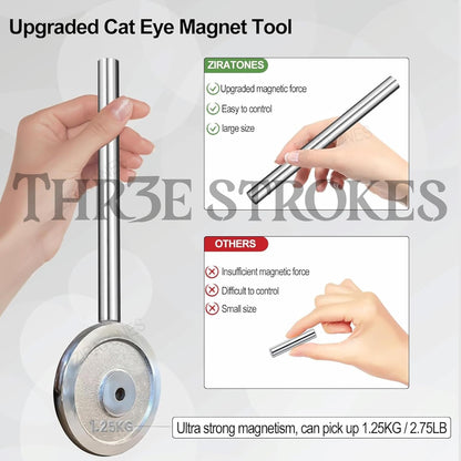 GV48 THR3E STROKES Cat Eye Magnet for Nails, 5.9inch Super Long Double-head Nail Polish Magnet Pens Magnet Stick 3D Magnetic Cat Eye Gel Polish Nail Art Tool, for Home DIY, Salon, Studio
