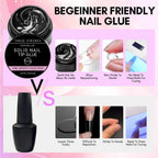 GV53 THR3E STROKES Solid Gel Nail Glue for Nail Tips Clear, Gel for Press On Nails Strong Fake Nail Bonding Gel Glue for Acrylic Nails Non-Stick Hard Gel for Nail Art Home Salon DIY 15ml(SOLID NOT DRIED)