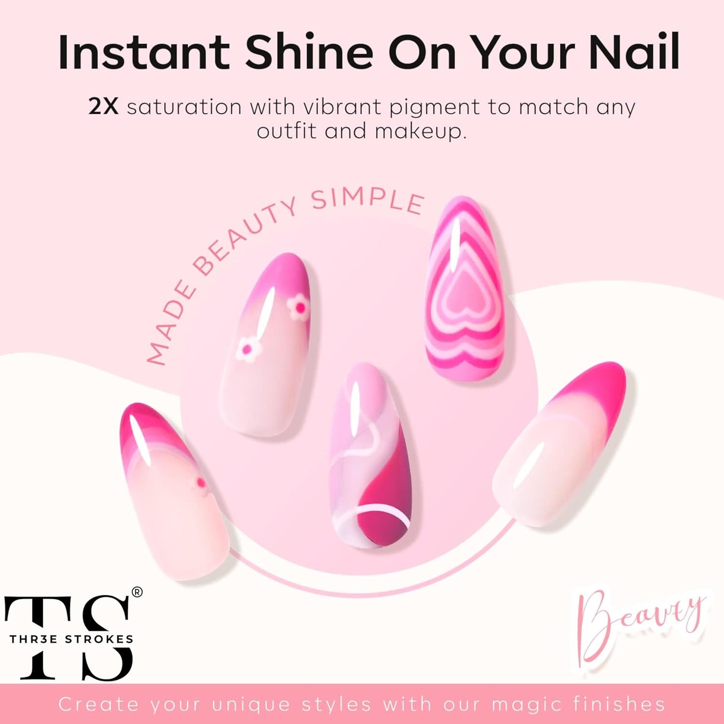 GV9 THR3E STROKES Gel Nail Polish Set- 6 Colors Nude Gel Polish All Seasons Skin Tones Pink Neutral Brown Gel Polish Kit (Uv/Led Lamp Required) Shades Need At Least 3 Layers, Shine Finish, 7.5 Milliliters (GULABI PINK GP233, 15ml)