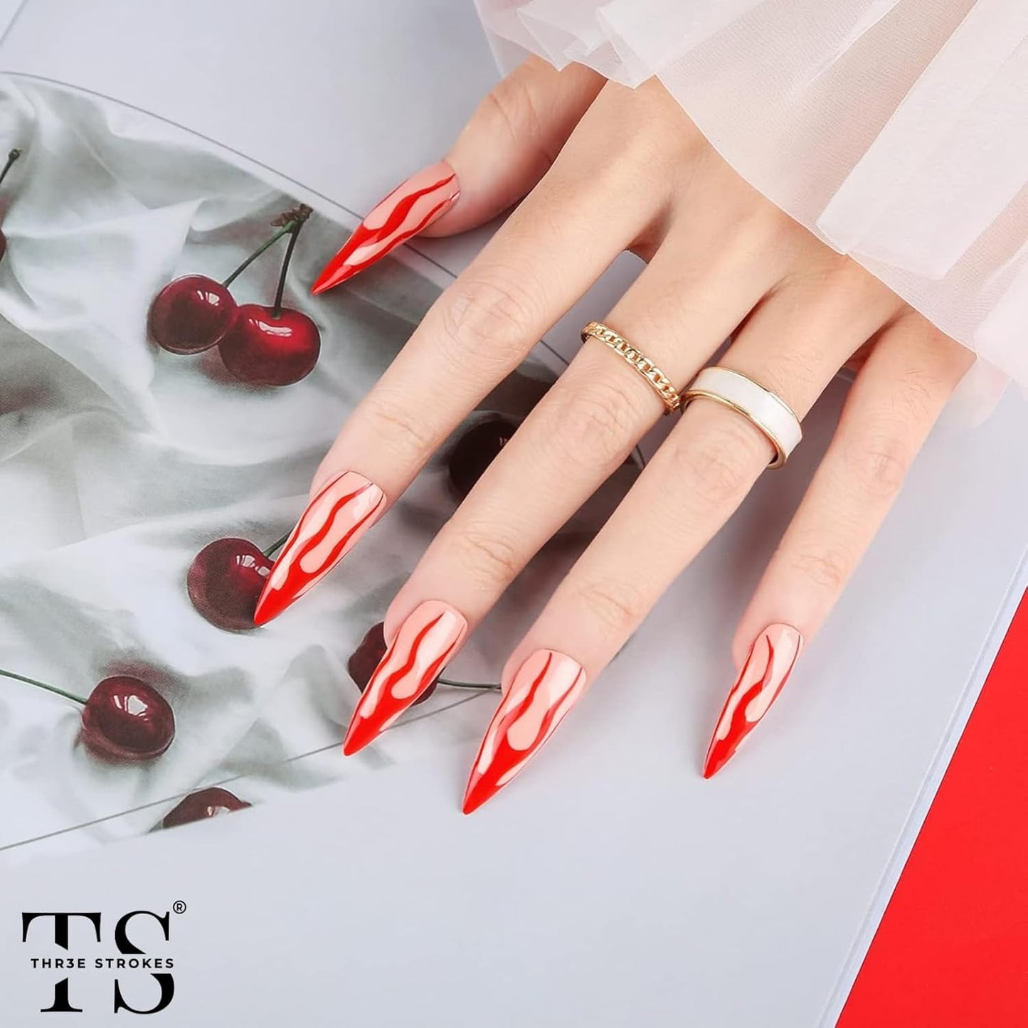 GV111 THR3E STROKES Gel Polish Red Gel Liner Gel Polish Nail Art Liner Red 1 pcs 8ml Classic Red Gel Nail Polish Art Paint for Nails Built Soak Off Uv Manicure Salon DIY at Home Nail Design Polish Gifts for Girl (Red)