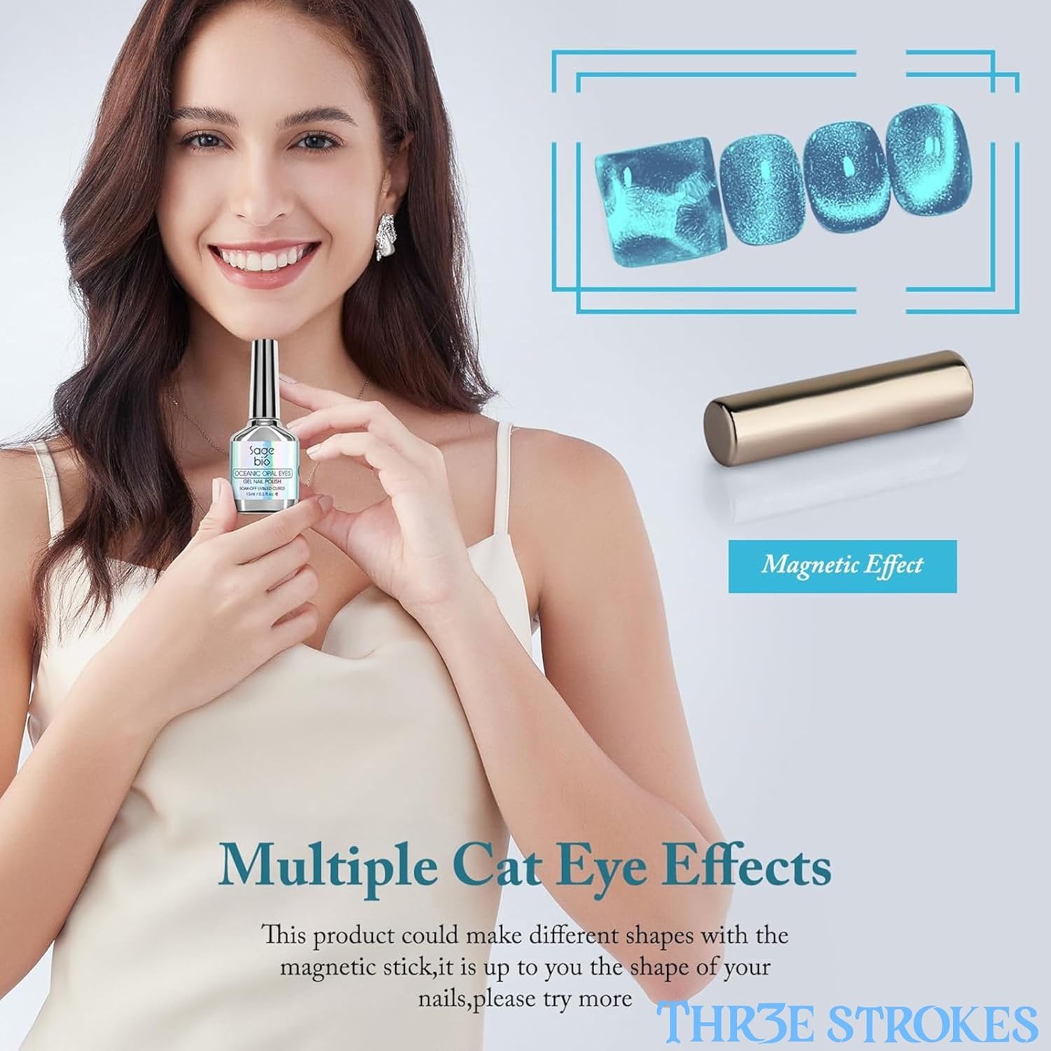 THR3E STROKES 9D Cat Eye Gel Polish – CE13 Magnetic 7.5ml
