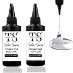 GV54 THR3E STROKES 2 Pcs 100ml No Wipe Gel Top Coat and Base Coat Set - Shine Finish and Long Lasting, Soak Off LED Nail Lamp Gel Base Top Coat Finish Nail Art Design Manicure Gifts for Women