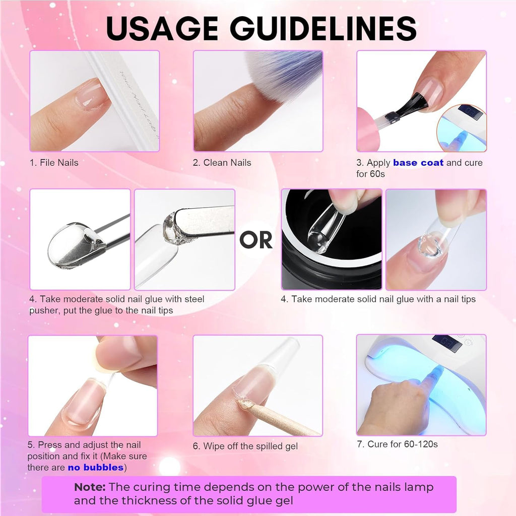 GV53 THR3E STROKES Solid Gel Nail Glue for Nail Tips Clear, Gel for Press On Nails Strong Fake Nail Bonding Gel Glue for Acrylic Nails Non-Stick Hard Gel for Nail Art Home Salon DIY 15ml(SOLID NOT DRIED)