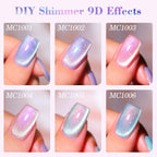 GV870 THR3E STROKES Cat Eye Gel Nail Polish Set for Pink Brown Glitter Holographic Cat Eye, Salon Gel Manicure and Nail Art DIY at Home, Bright Moonlight (AURORA)