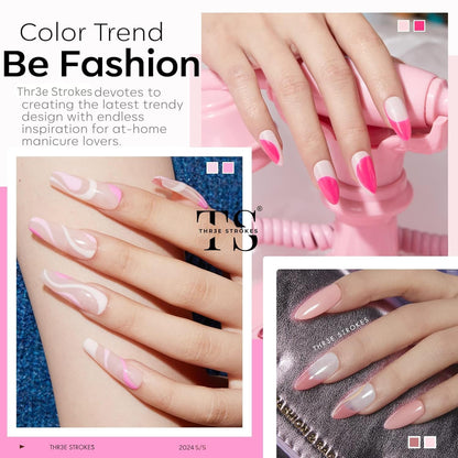 NP286 THR3E STROKES 12 Colors Fall & Winter Gel Nail Polish Set, Autumn Pink, Brown, White, DIY Salon Quality, UV Lamp Required