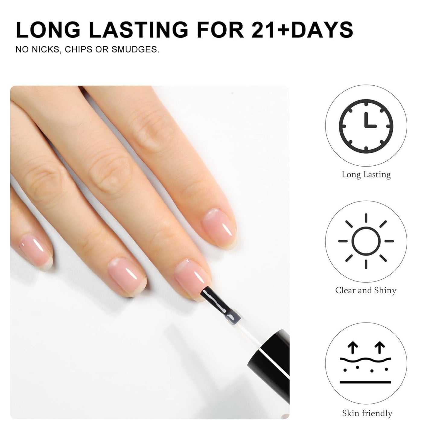 NP292 THR3E STROKES 2 Pcs 100ml No Wipe Gel Top Coat and Base Coat Set - Glossy Finish, Long Lasting, LED Nail Lamp Compatible, Nail Art Design Manicure Gifts for Women