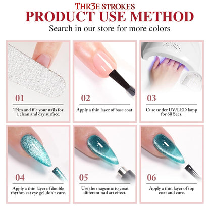 THR3E STROKES 9D Cat Eye Gel Polish CE9 Shimmery 7.5ml