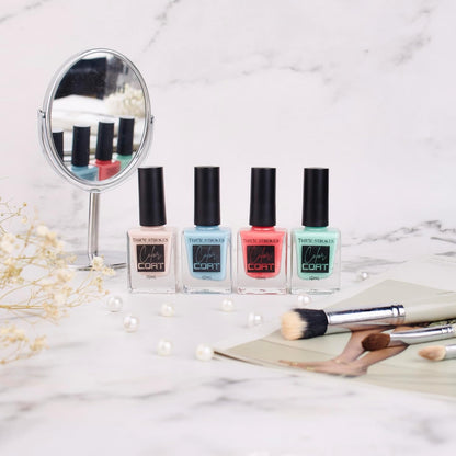 NP299 THR3E STROKES Color Coat Nail Enamel, 10ml | Glossy Finish | Quick Drying | Long Lasting | High Shine | Chip Defiant | Even-Finish | Vegan | Non-Toxic | Ethanol-Free (C, 4)