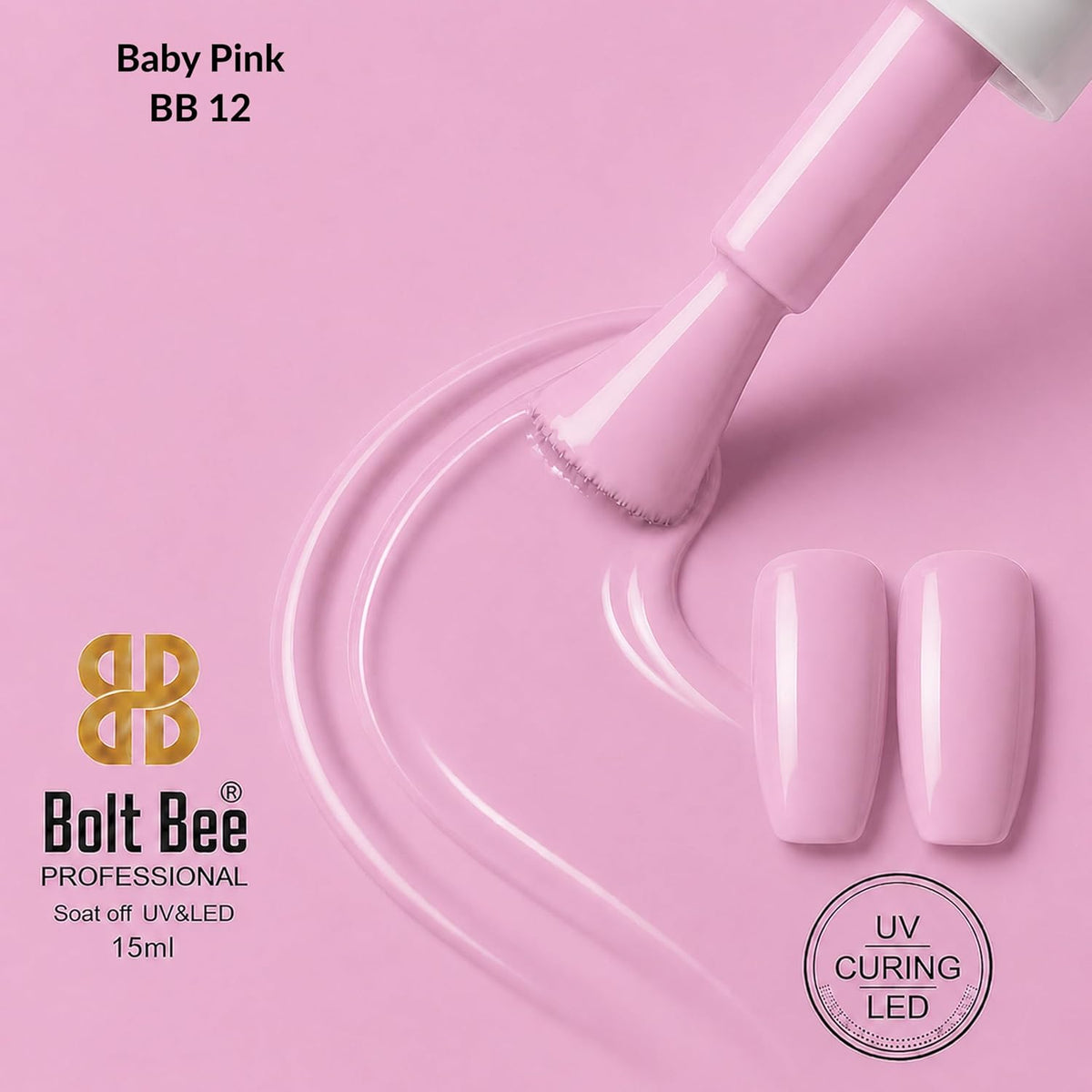 NP343 Bolt Bee Baby pink Color Gel Nail Polish Soak Off UV Gel DIY at Home 15ML Manicure Salon Nail Art - ( 12 )