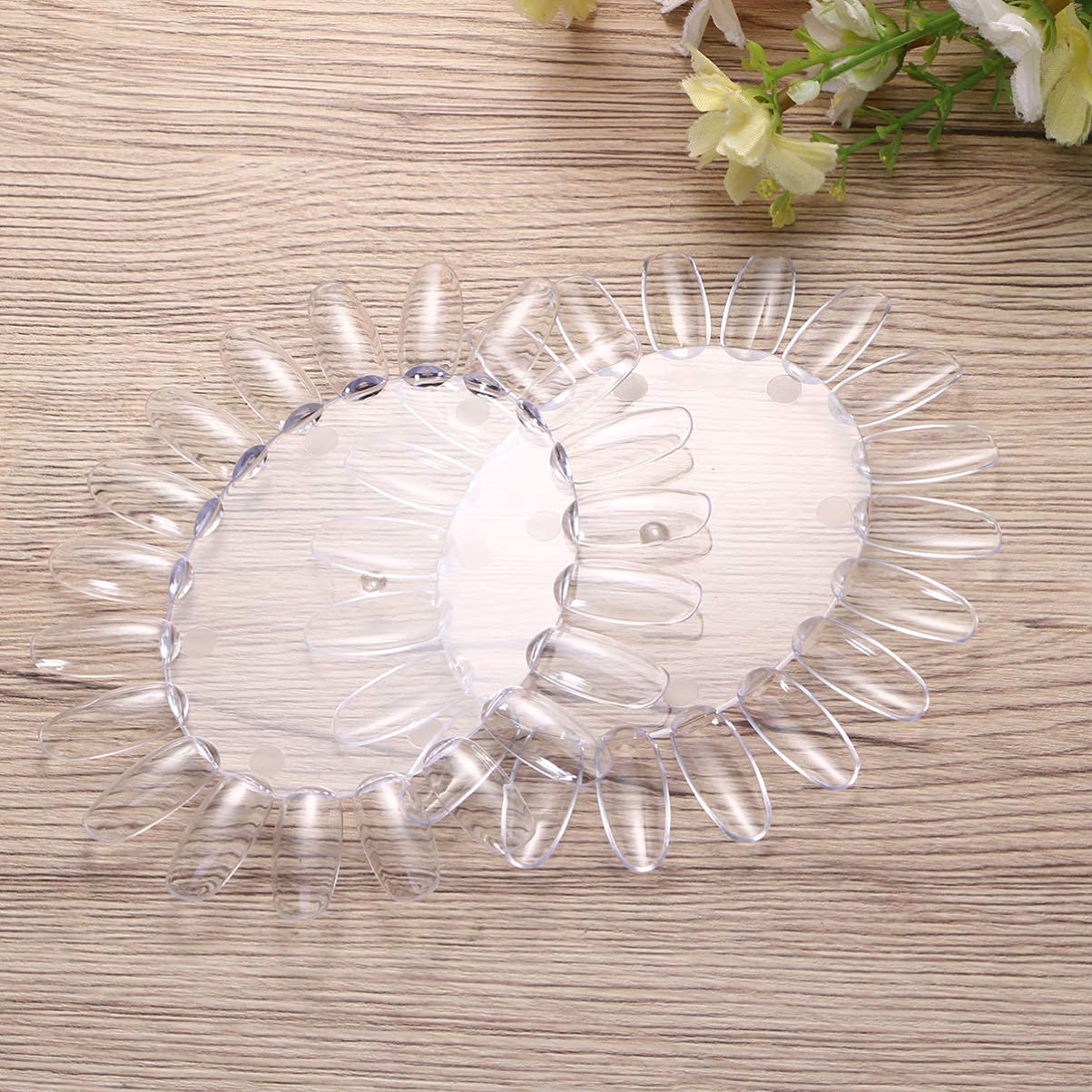 GV121 THR3E STROKES Acrylic Clear Round Nail Art Tips Display Practice Wheel Display Chart Nail Diy Tool for Kids Girls Boys Home Salon Use 10pcs