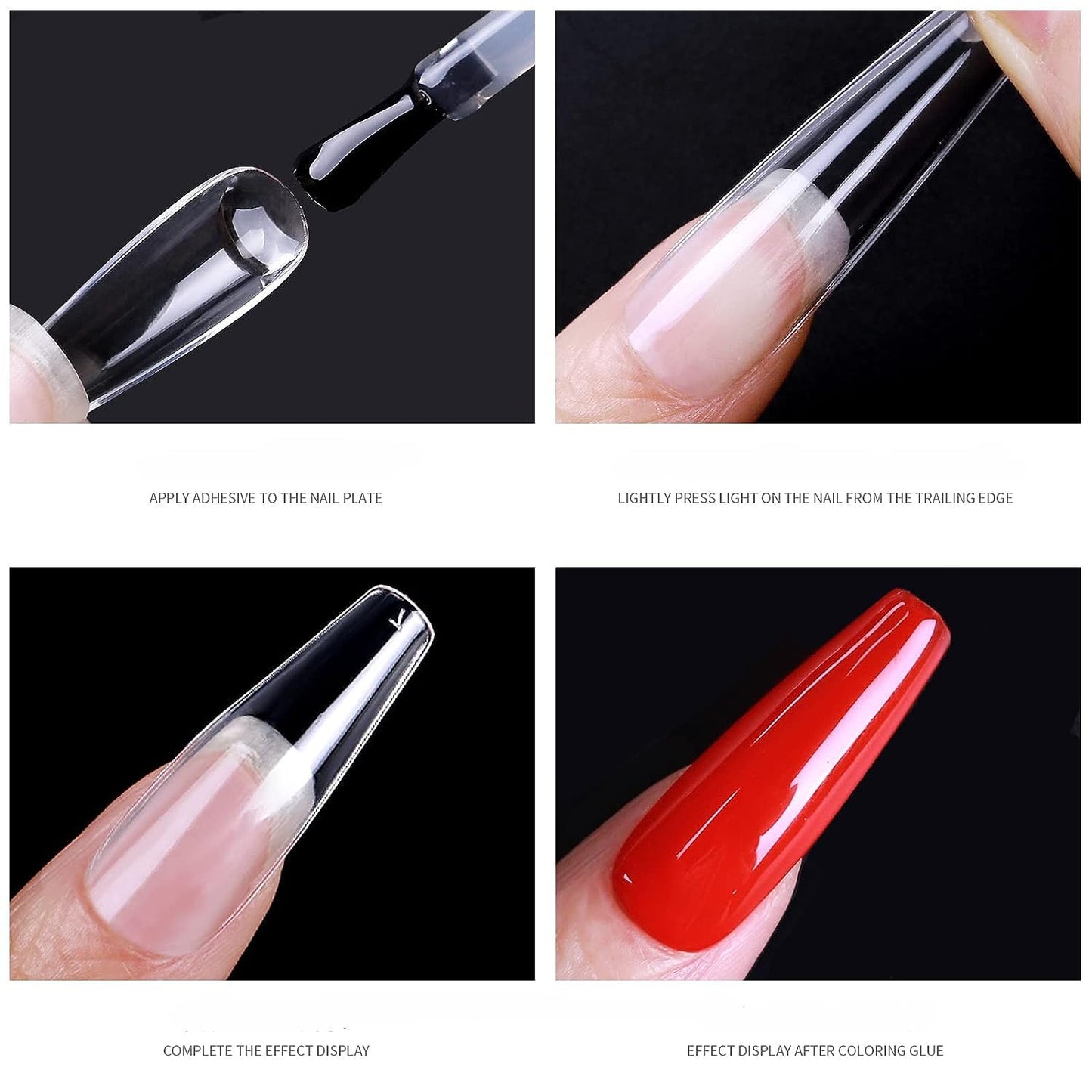 GV32 THR3E STROKES Soft Gel Nail Tips, Full Cover Clear Soft Nail Tips for Artificial False Nails Extension Nail Salons DIY Nail Art with Box, 550PCS (MEDIUM STILETTO N9)