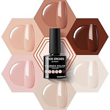 NP35 THR3E STROKES Gel Nail Polish Set - Fall Winter 6 Colors 2024 Gel Polish Nail Gel Polish Set Neutral Soak Off French Nail Art Manicure DIY Home Salon Gift 7.5ml