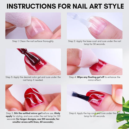GV100 THR3E STROKES 8Ml Mirror Shine Gel Metallic Finish Silver Gel Uv/Led Gel Metal Painting Gel Drawing Mirror Nail Gel For Nail Art Designs (Silver)