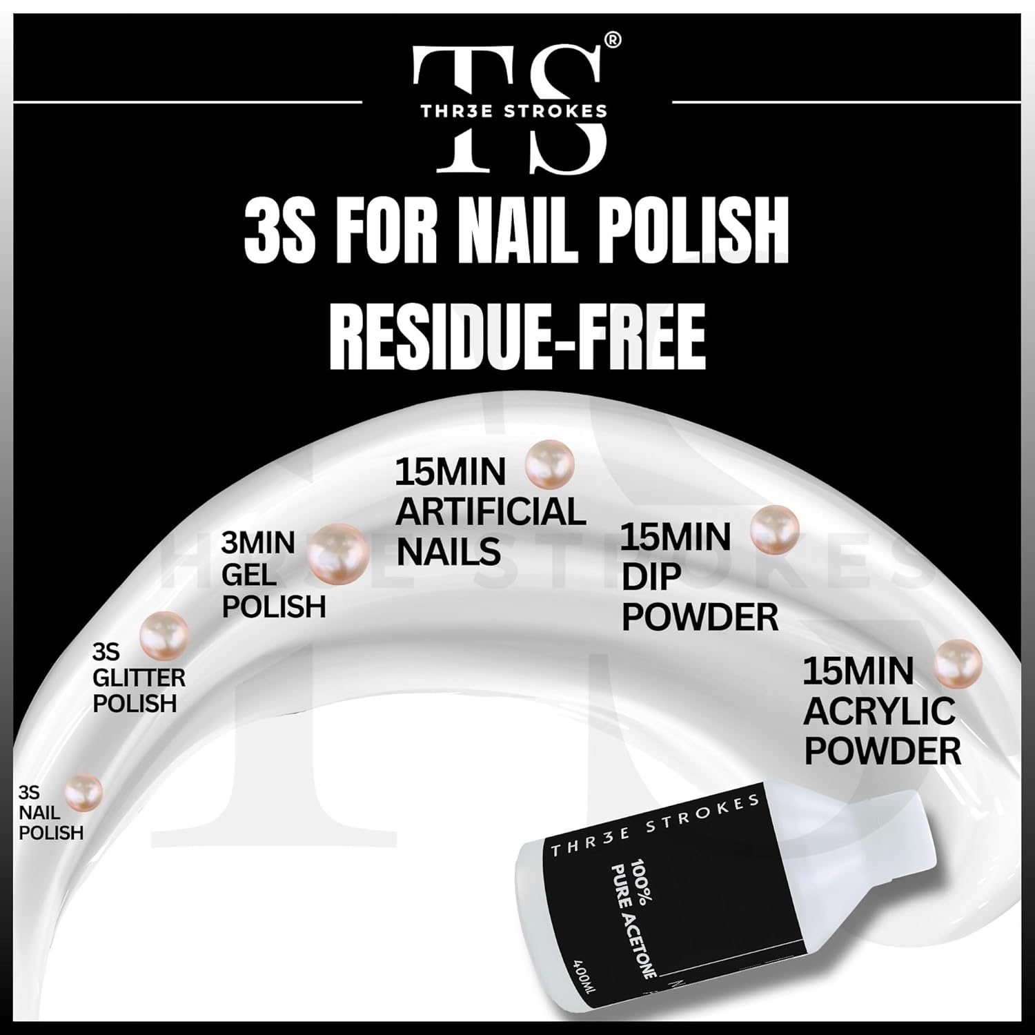 NP257 THREE STROKES Acetone (400ml) | A++ Grade Nail Polish Remover