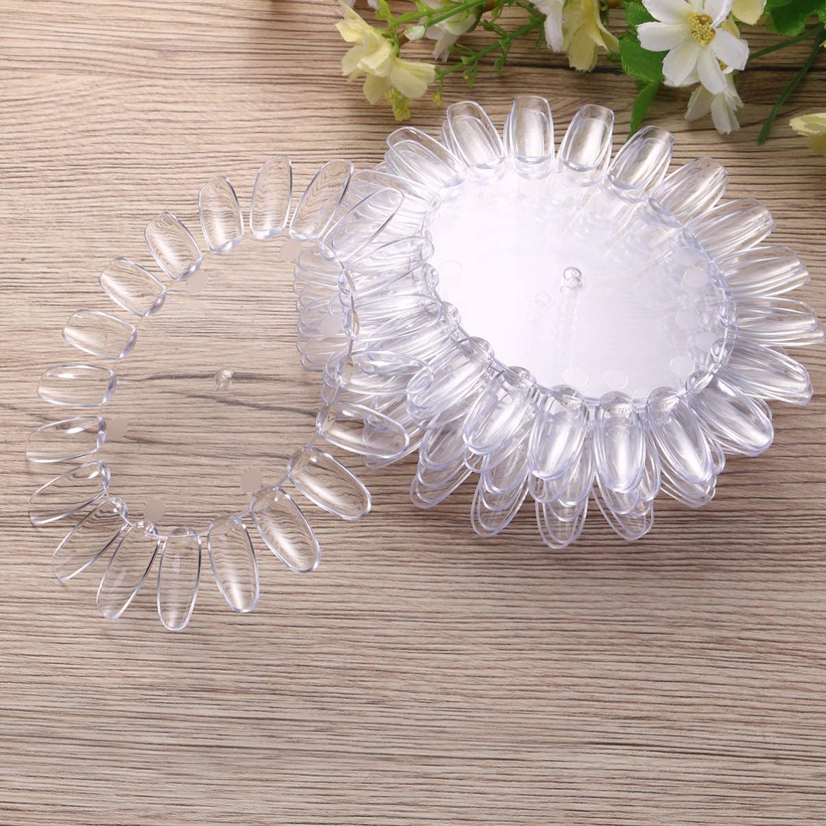 GV121 THR3E STROKES Acrylic Clear Round Nail Art Tips Display Practice Wheel Display Chart Nail Diy Tool for Kids Girls Boys Home Salon Use 10pcs