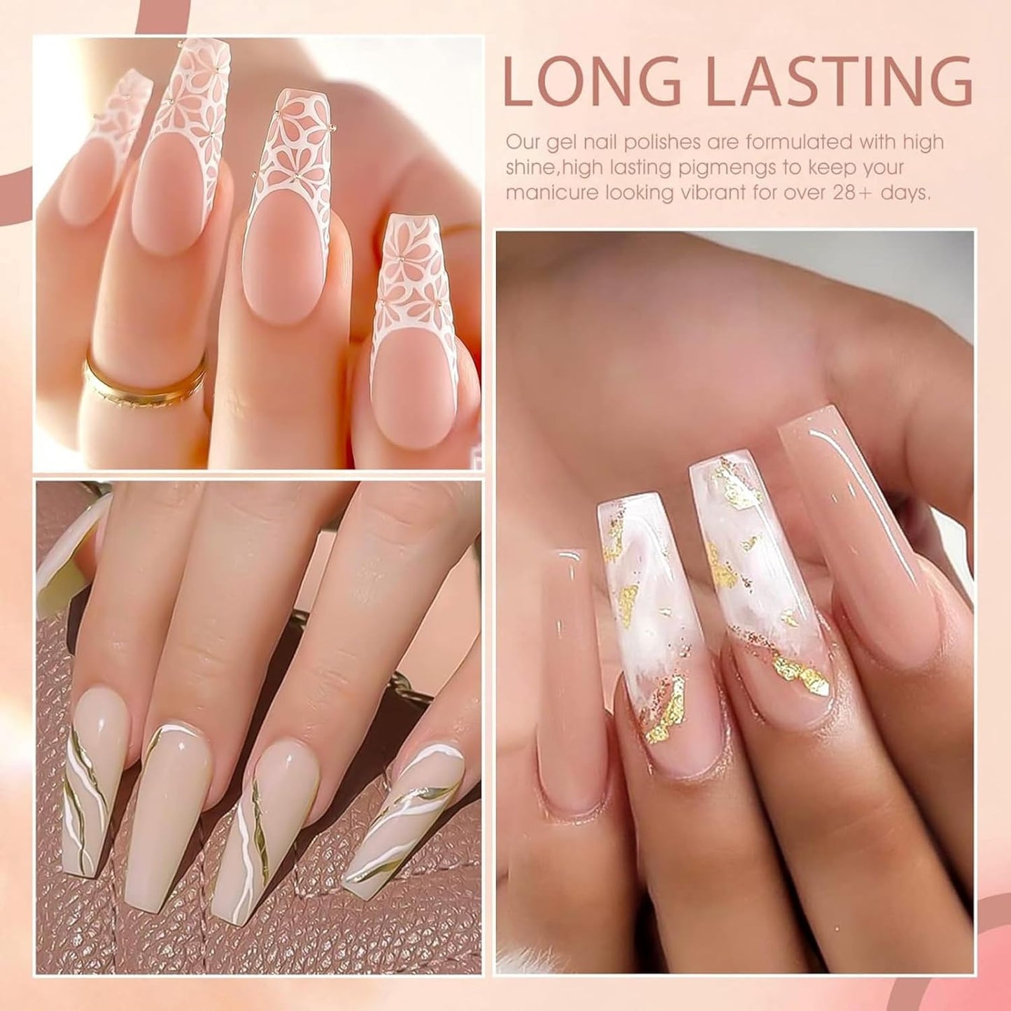 NP260 THR3E STROKES Gel Nail Polish Set - 12 Pcs 7.5ml Nude Light Pink All Seasons Skin Tones Neutral Pink Brown Gel Polish Kit, Soak Off UV LED Gel Polish Set Nail Art Salon Manicure DIY Gifts (V SERIES)